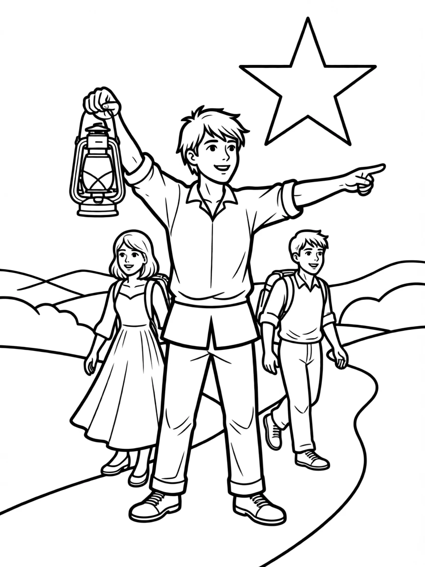 A north star navigator guiding lost travelers