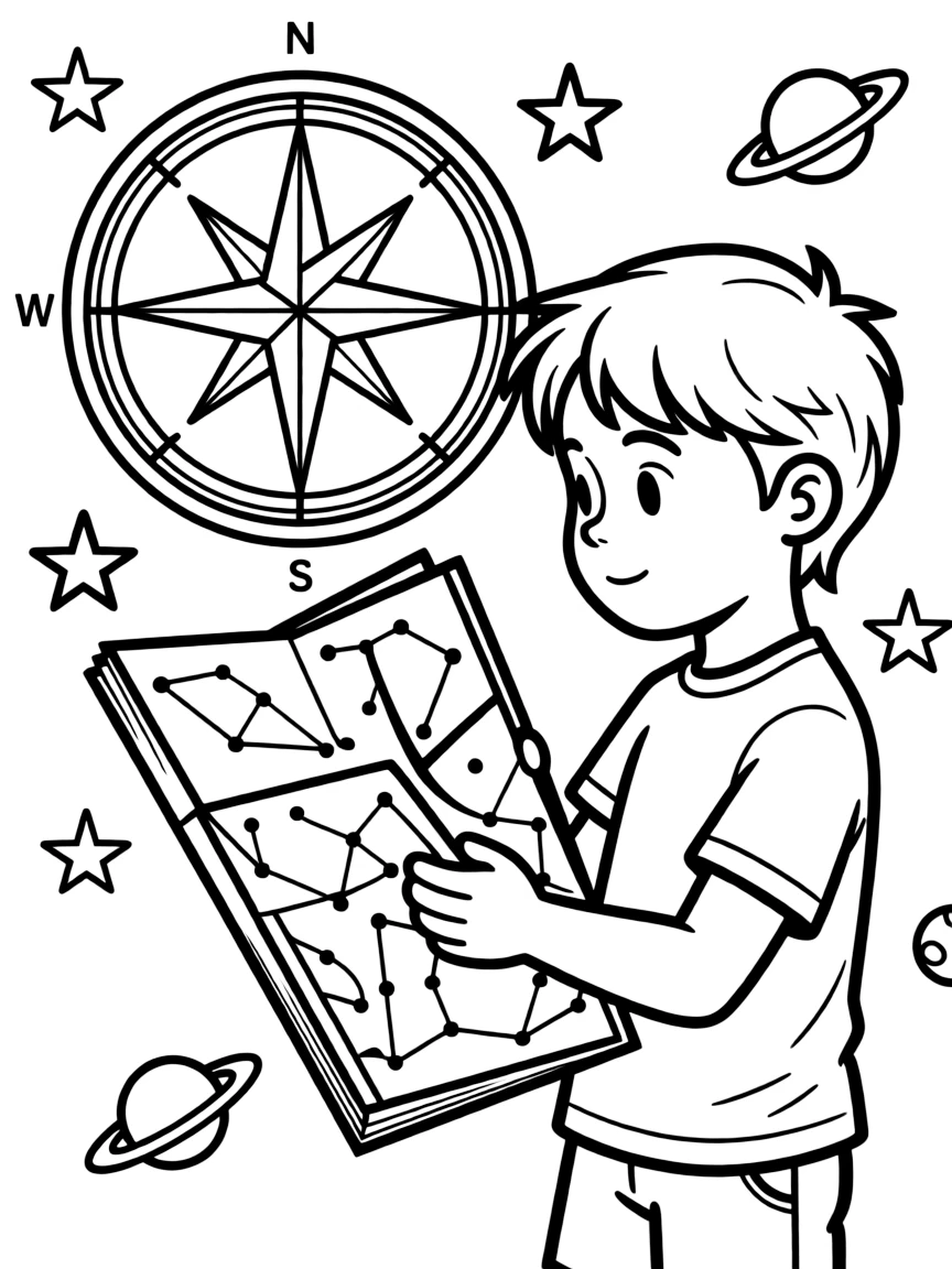 A star map interpreter with celestial compass