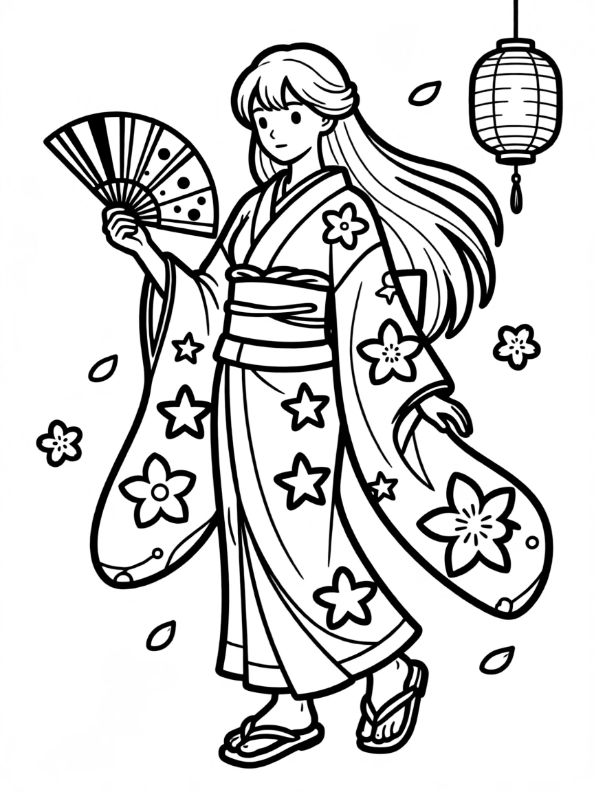 A futuristic geisha with holographic kimono