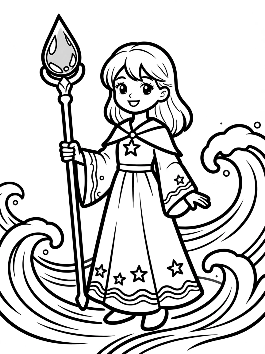 A sapphire mage with water-based spell focus