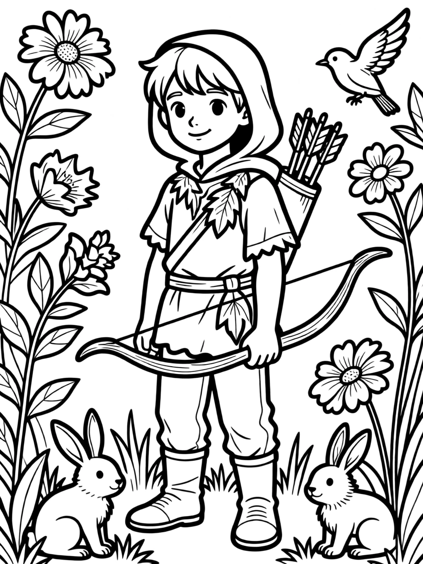An emerald ranger with nature connection and bow
