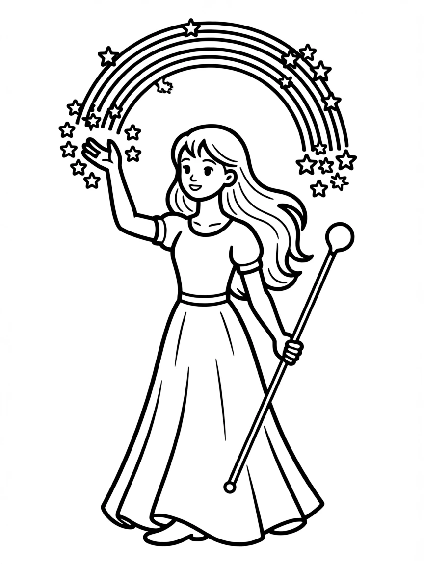 An opal enchantress with rainbow spell effects