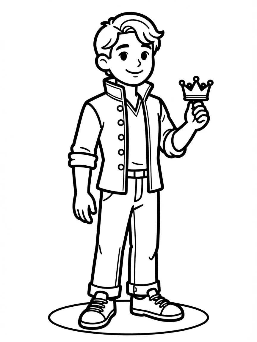 A royal-commoner with half formal, half casual attire