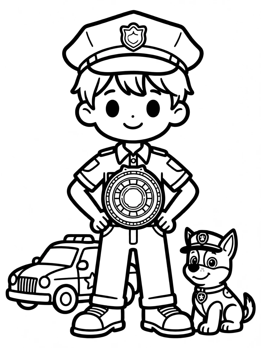 A chibi police officer with badge bigger than chest