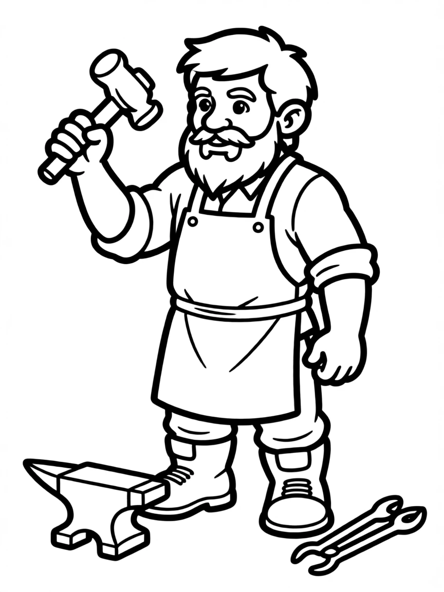 A mountain dwarf smith with hammer and forge apron
