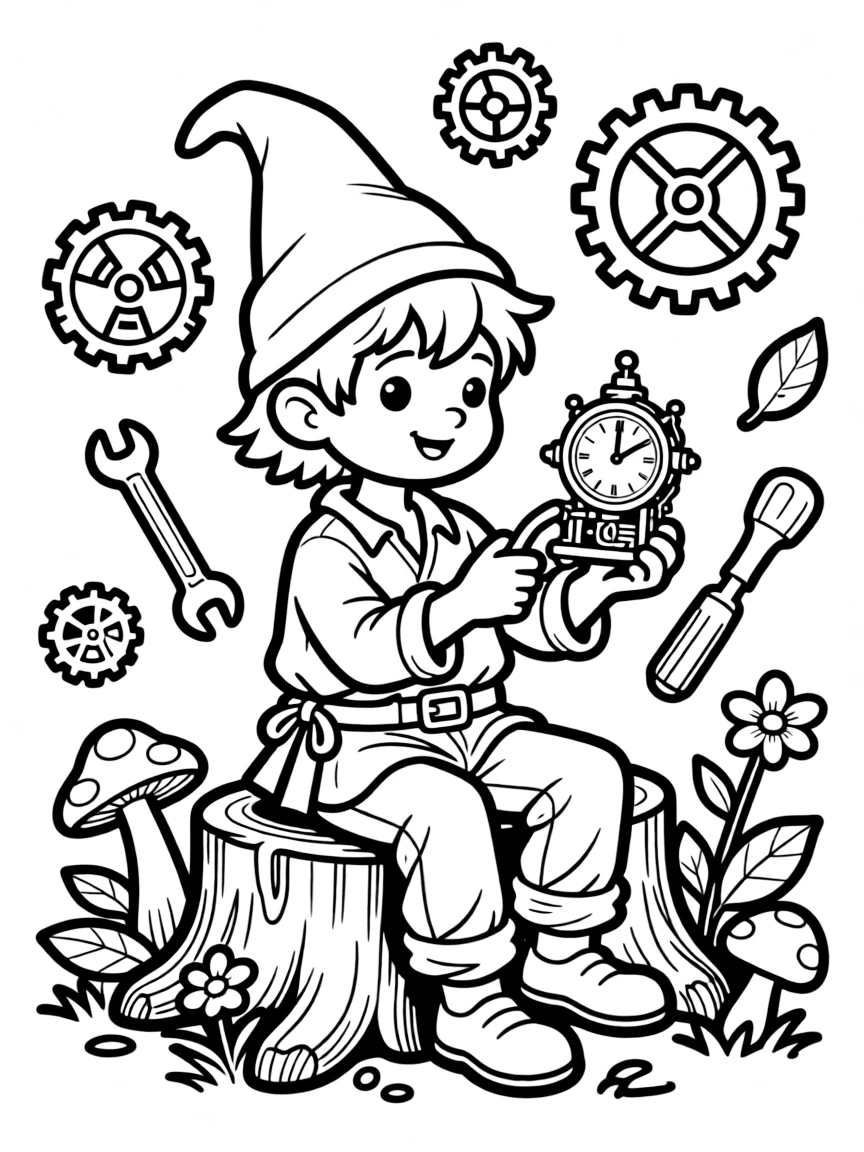 A forest gnome tinker with mechanical contraptions