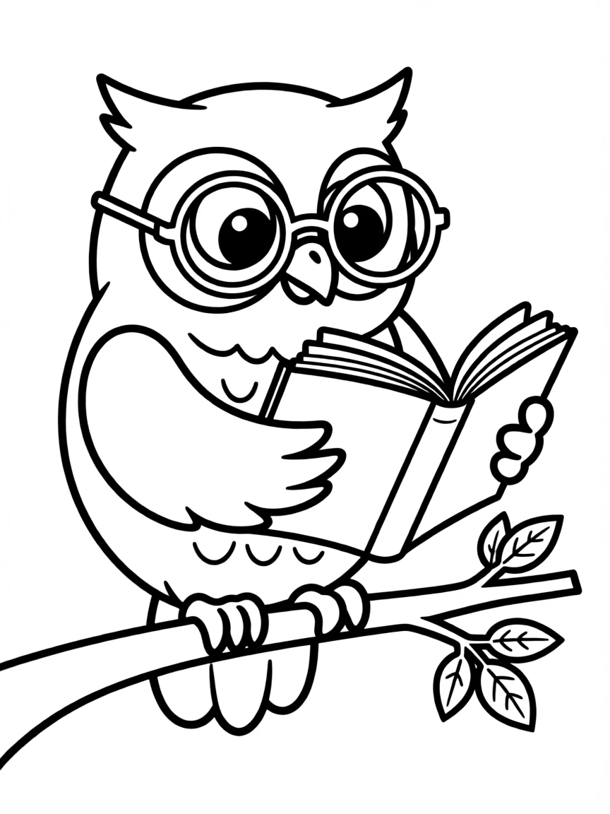 An owl mentor with spectacles and book
