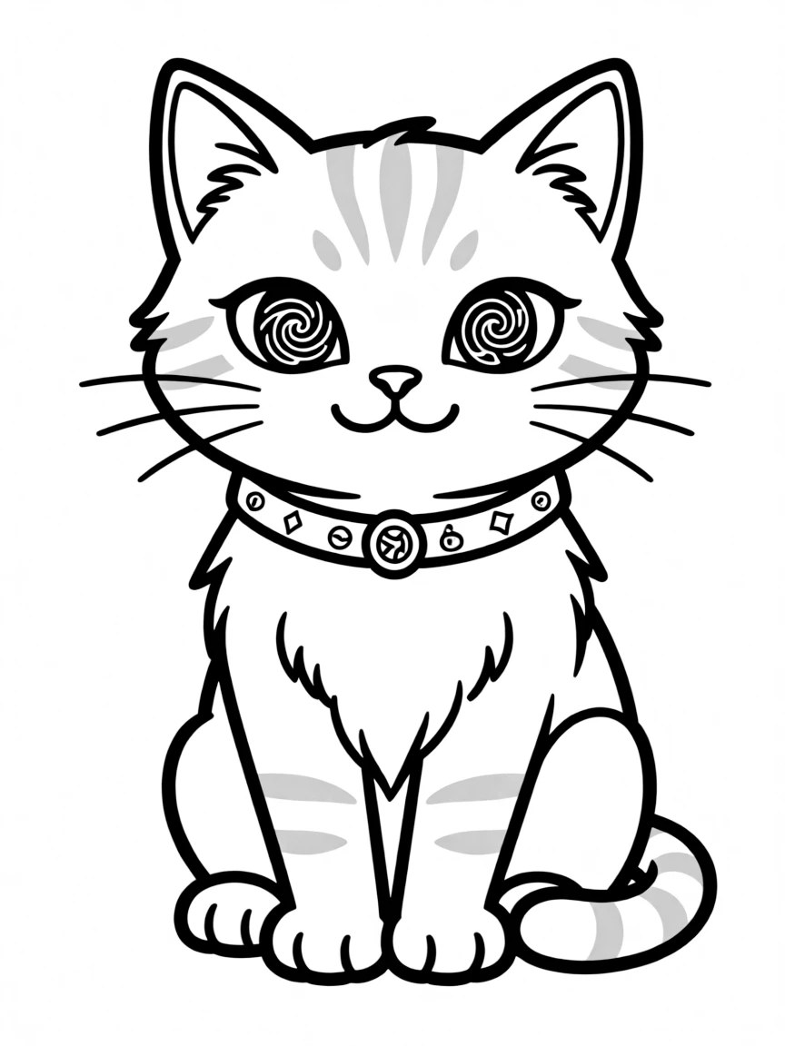 A cat familiar with magical collar and arcane eyes