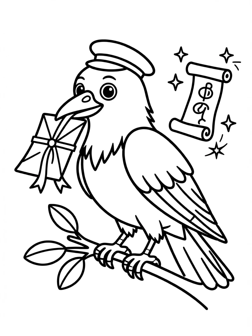 A raven messenger with letter and prophetic abilities