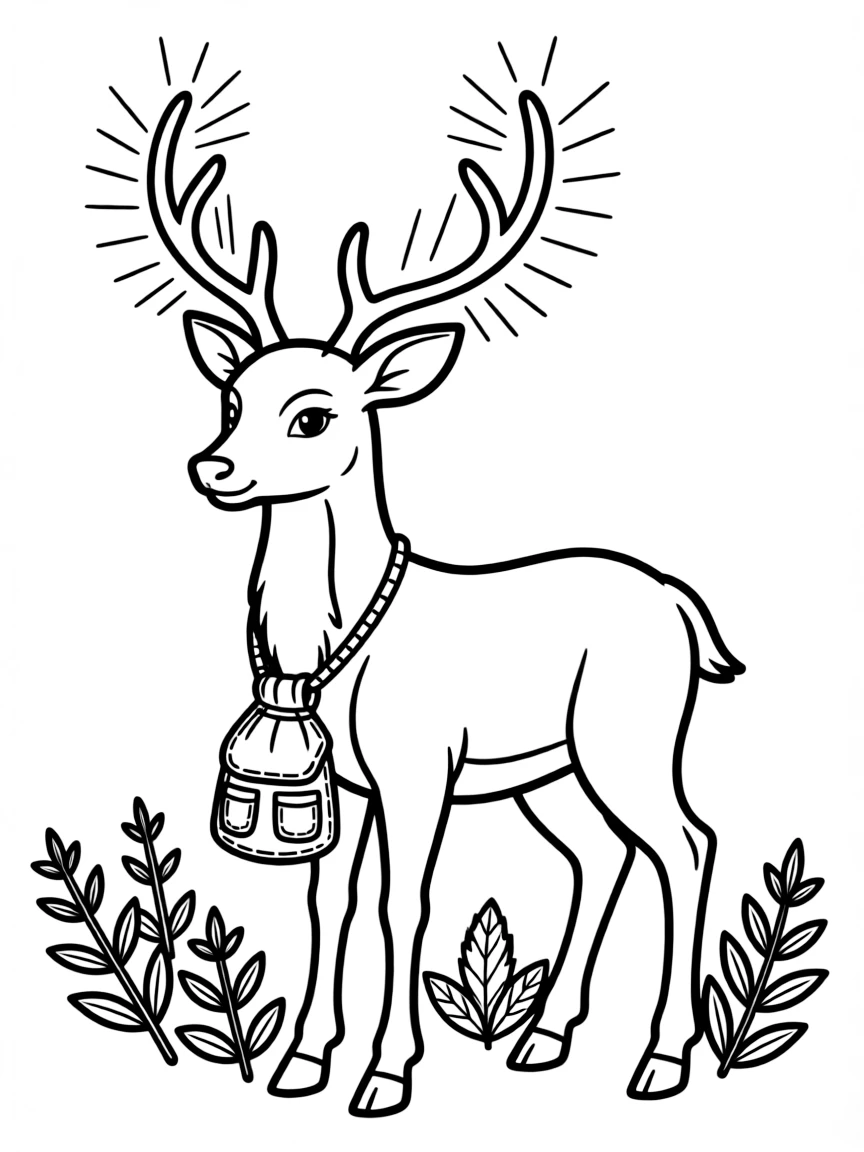 A deer healer with glowing antlers and herb pouch