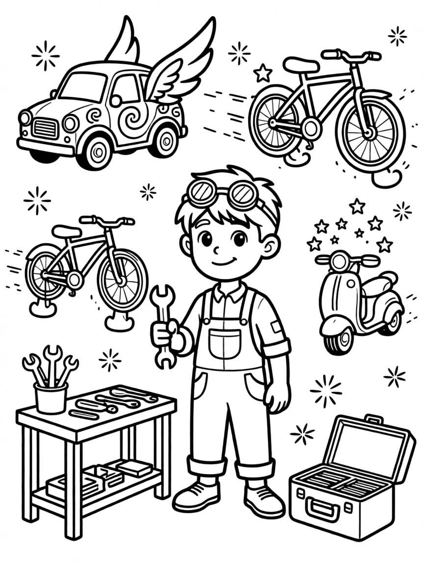 A magical mechanic fixing enchanted vehicles