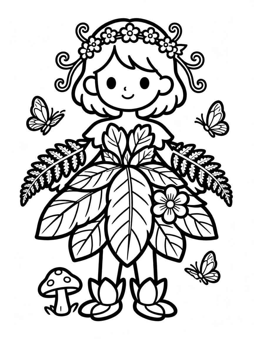A character with clothing made of living plants or elements