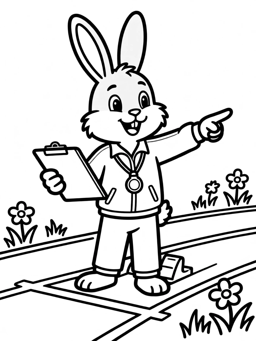 A bunny coach training for the spring Olympics