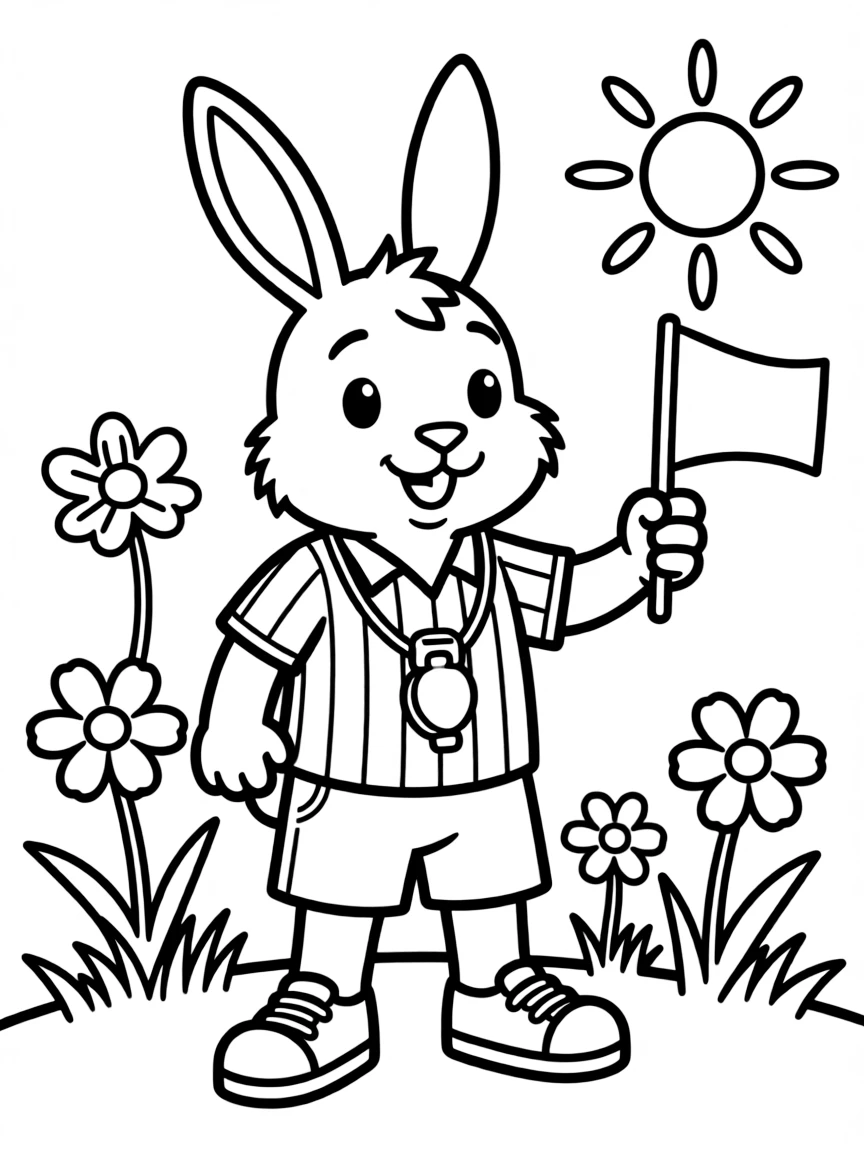 A bunny referee for a spring sports competition