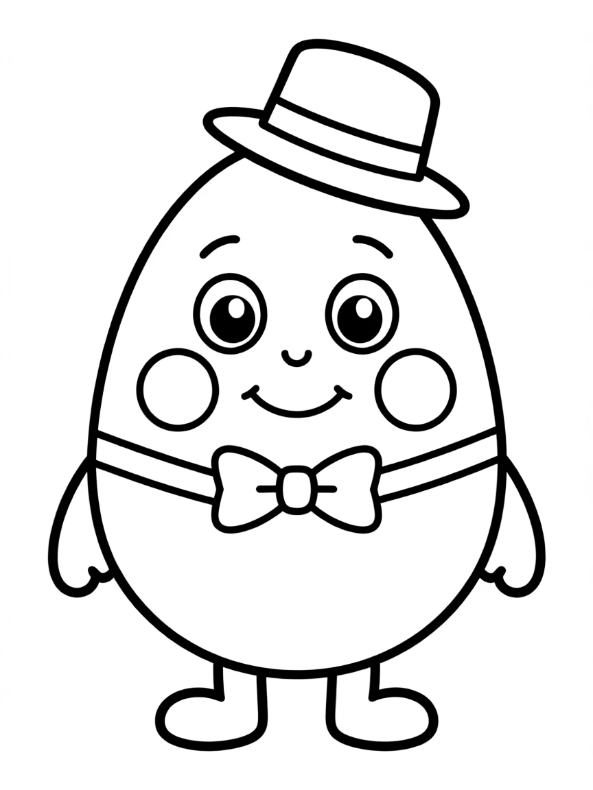 An Easter egg wearing a tiny hat and bow tie