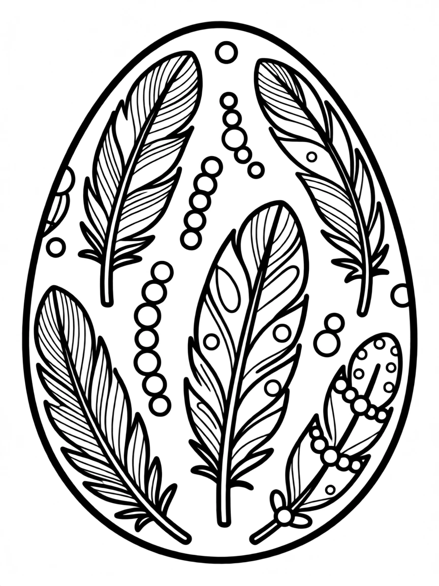 An Easter egg decorated with feathers, beads, and sequins