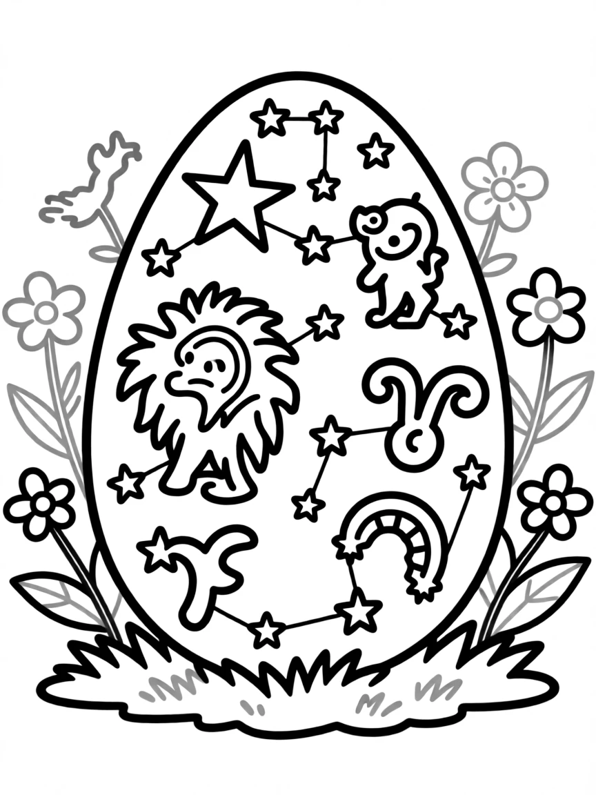 An Easter egg with constellations and zodiac signs