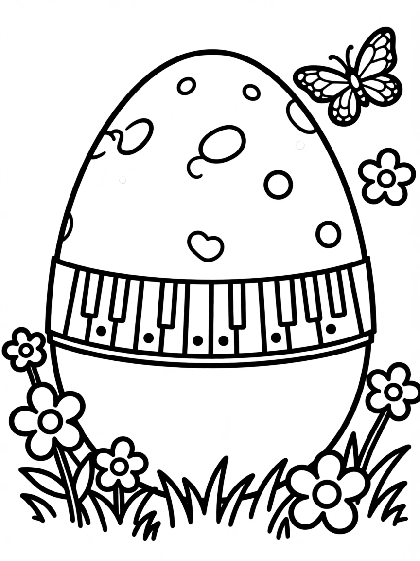 An Easter egg with xylophone keys around its middle