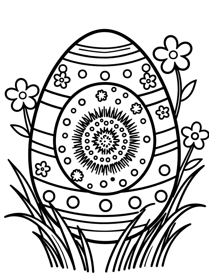 An Easter egg with a microscopic view of spring pollen