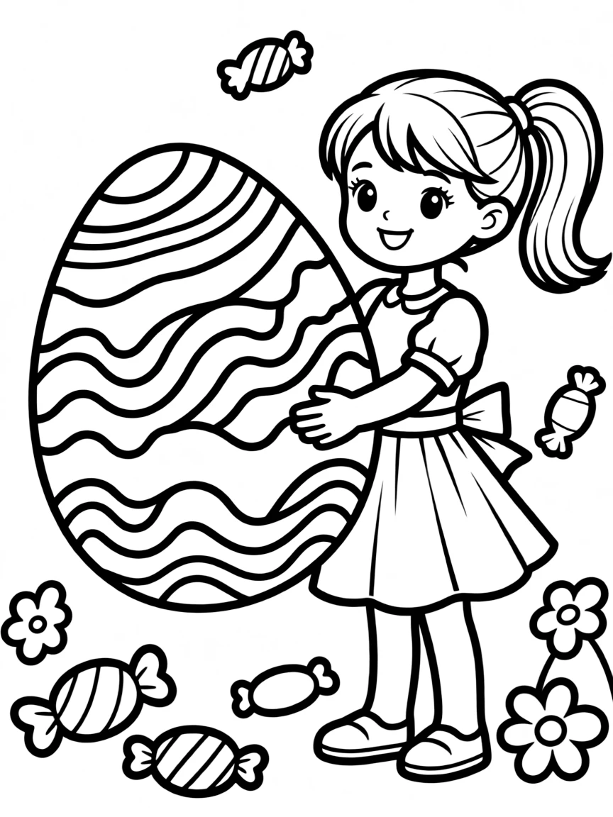 An Easter egg with ice cream flavors in colorful swirls