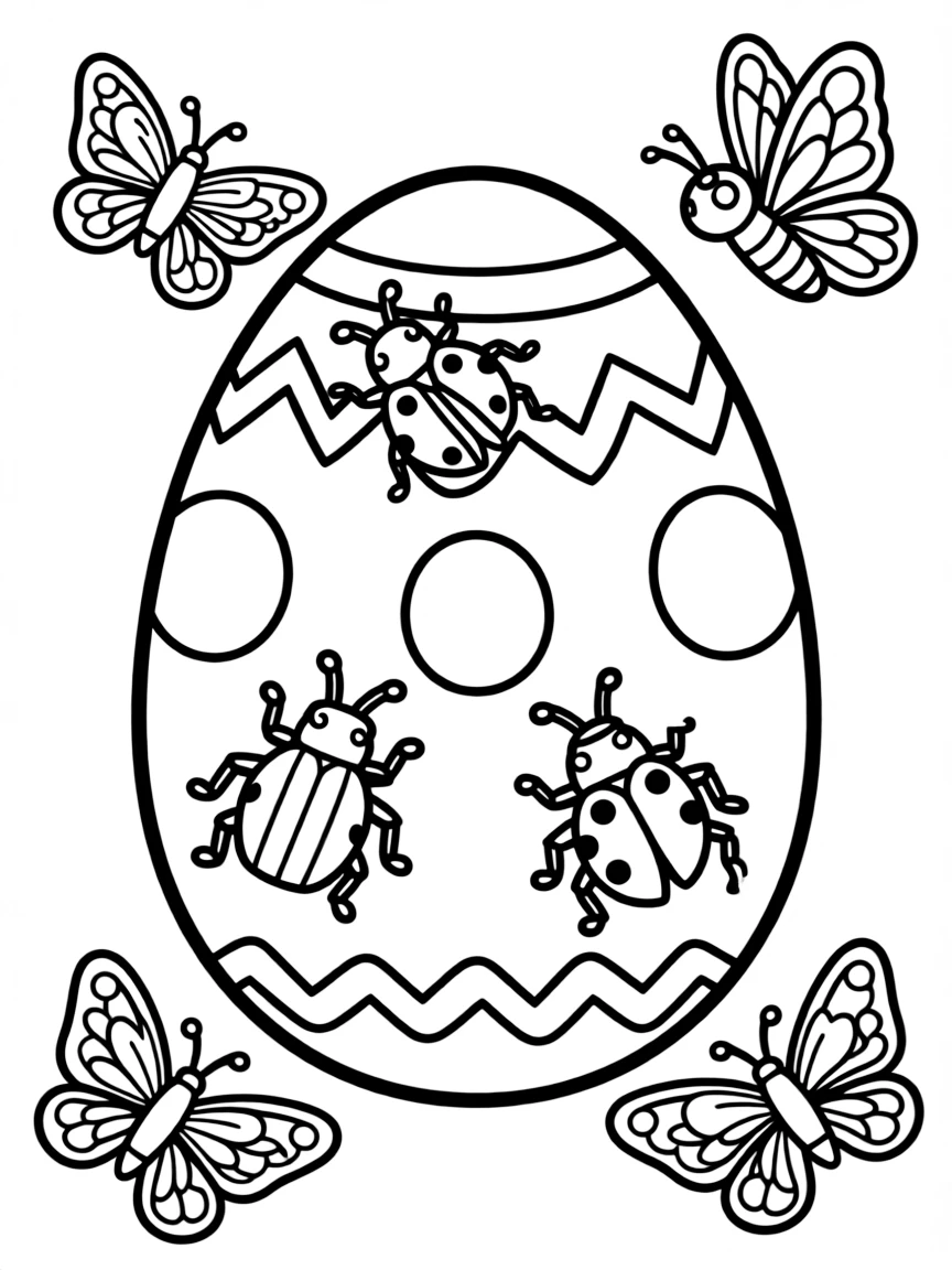 An Easter egg with jeweled bugs and insects