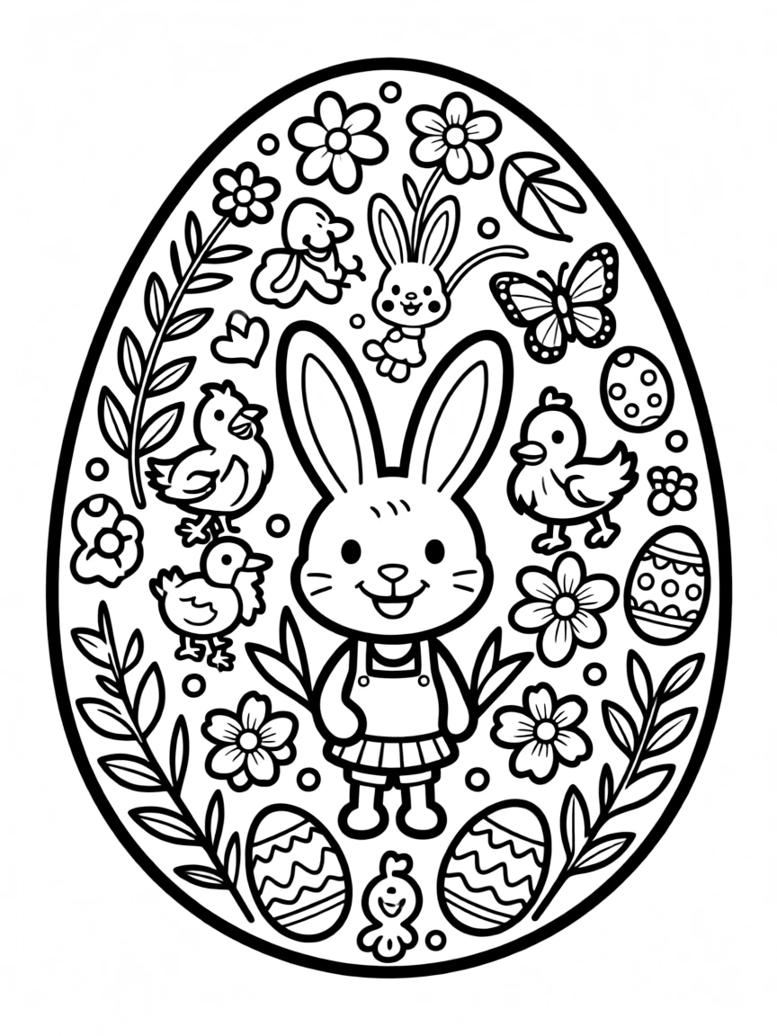 An Easter egg with hidden pictures within a larger design