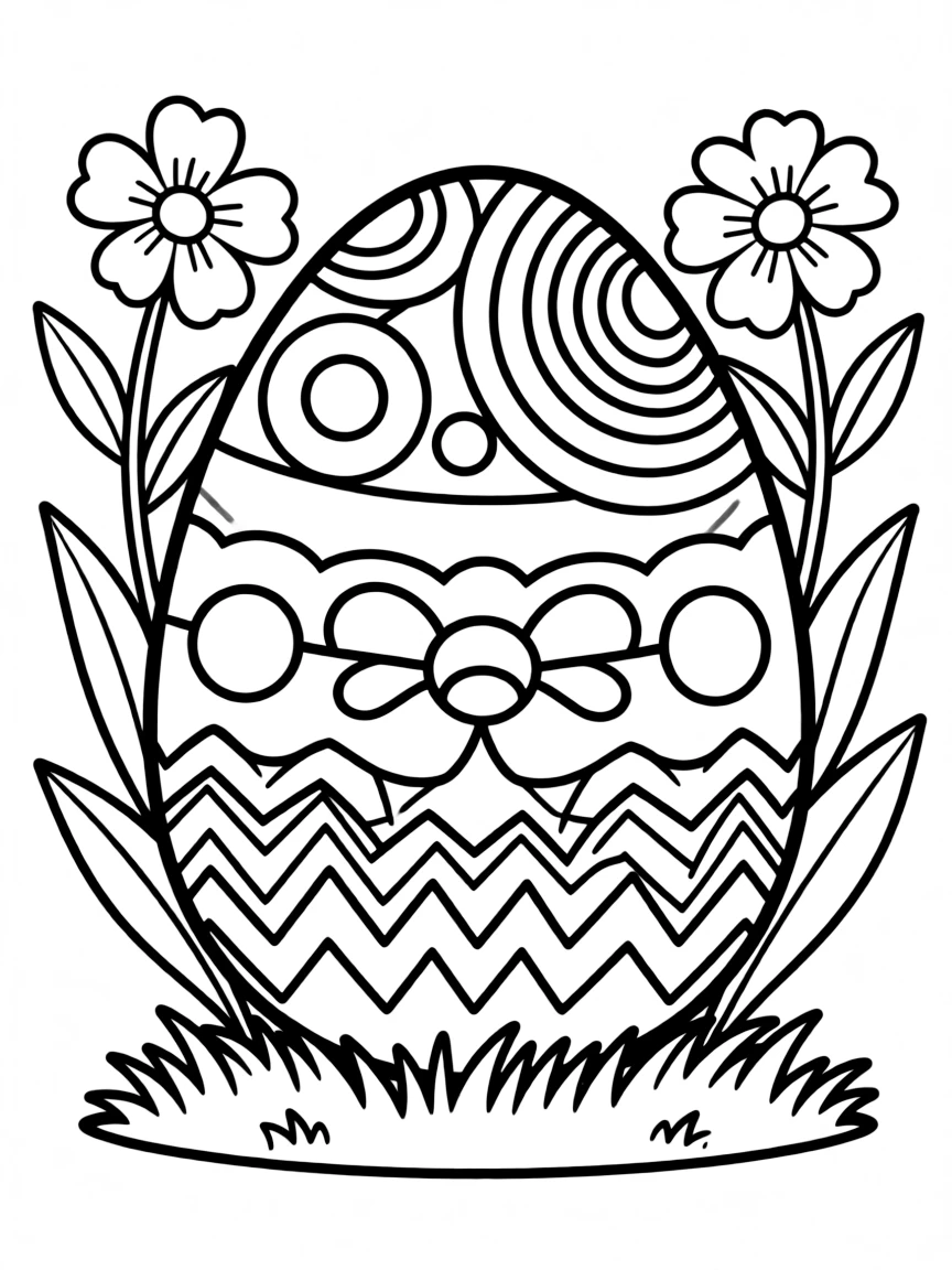 An Easter egg with optical illusions creating 3D effects