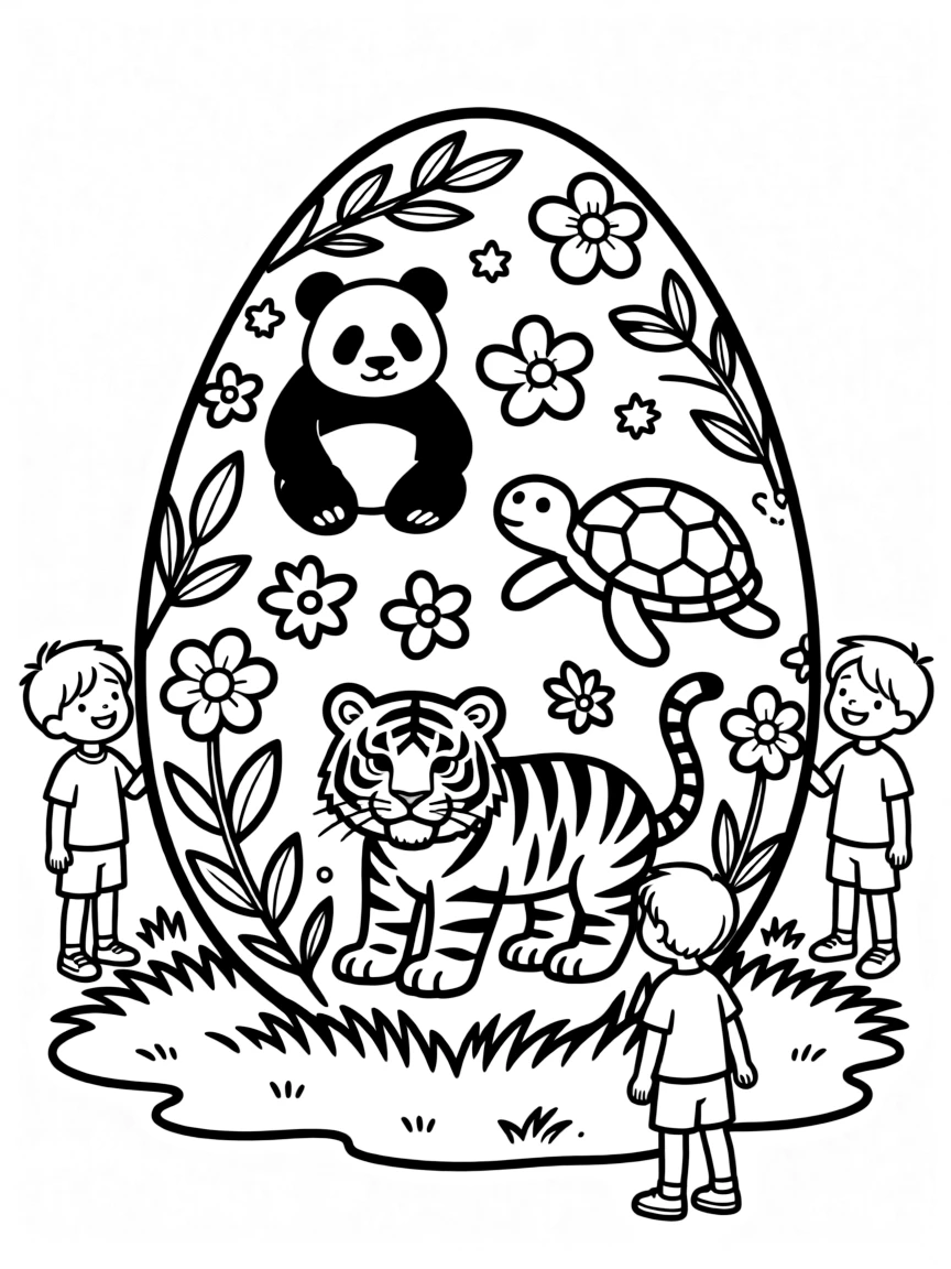 An Easter egg with endangered species awareness designs
