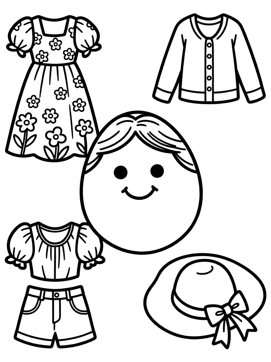 An Easter egg with paper doll outfits for spring fashion