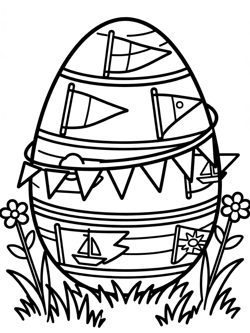 An Easter egg with yacht club flags and pennants