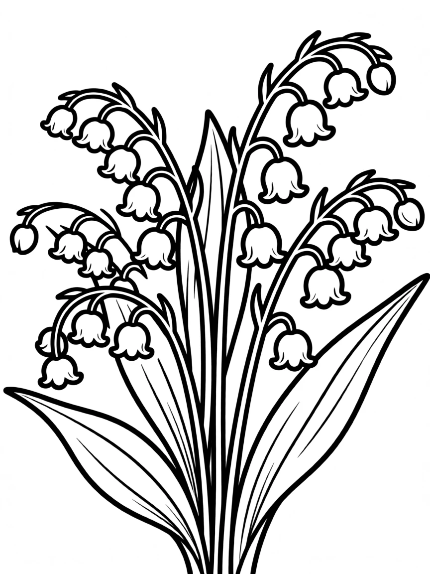 A patch of lily of the valley with tiny bell-shaped flowers