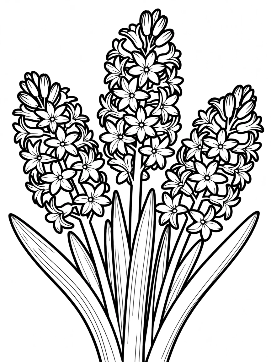Hyacinths with detailed clusters of star-shaped flowers