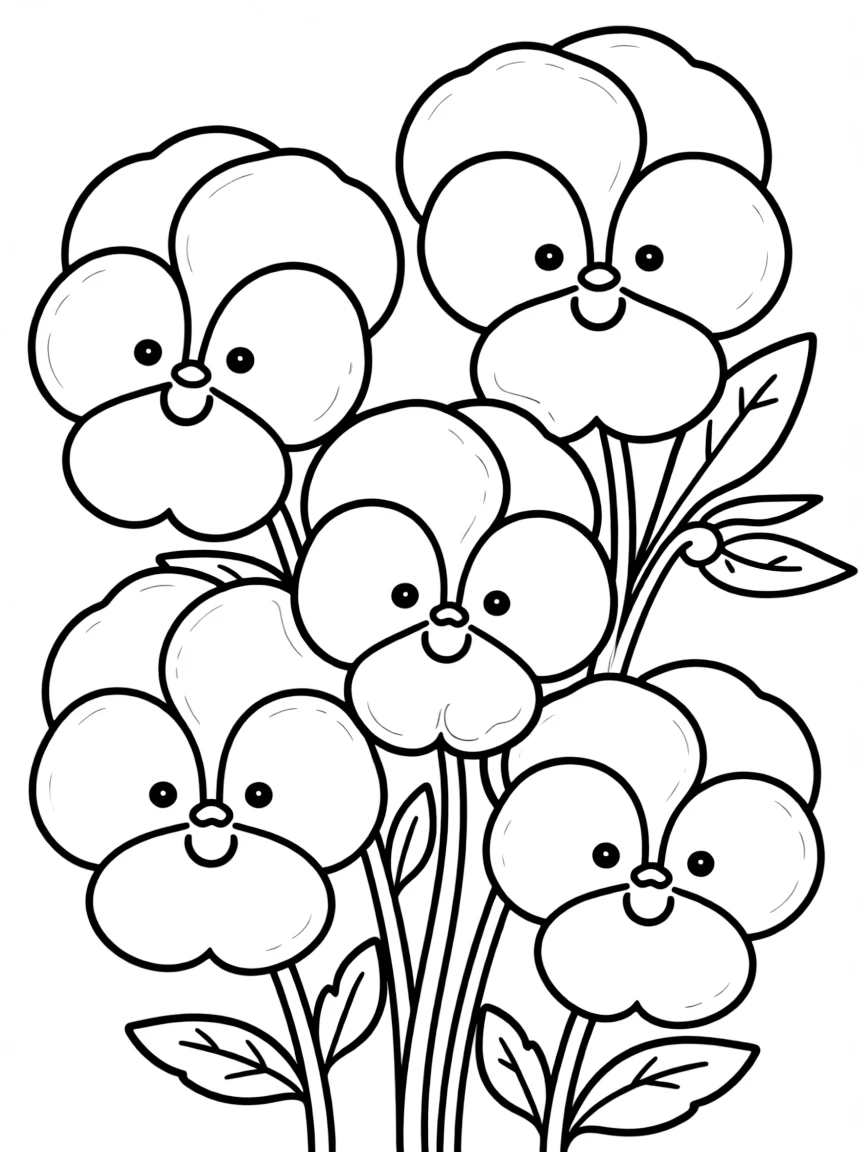 Pansies with face-like patterns in their petals