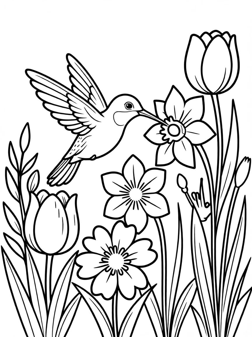 A hummingbird garden with nectar-rich spring flowers