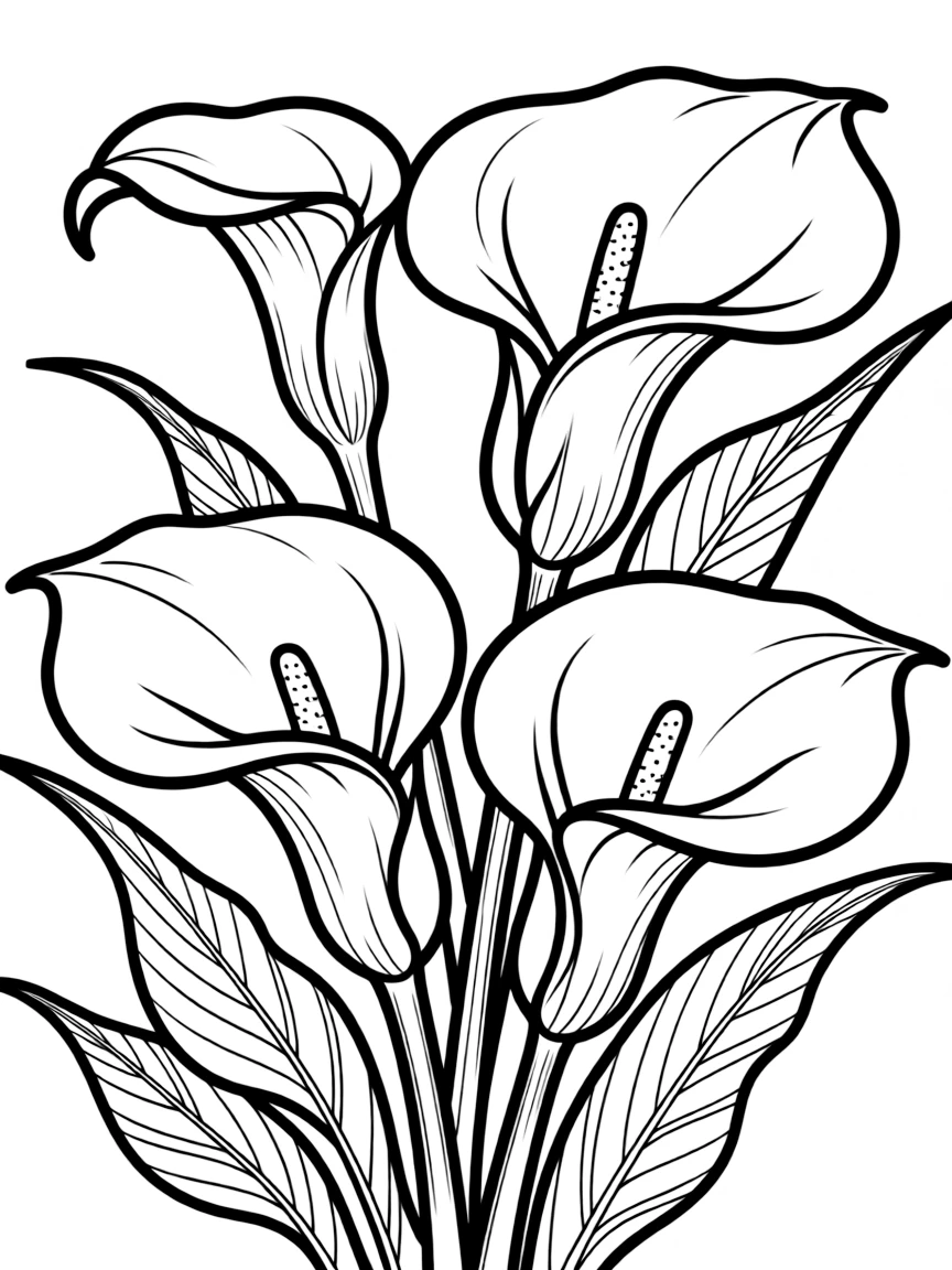Calla lilies with their elegant curved forms and patterns