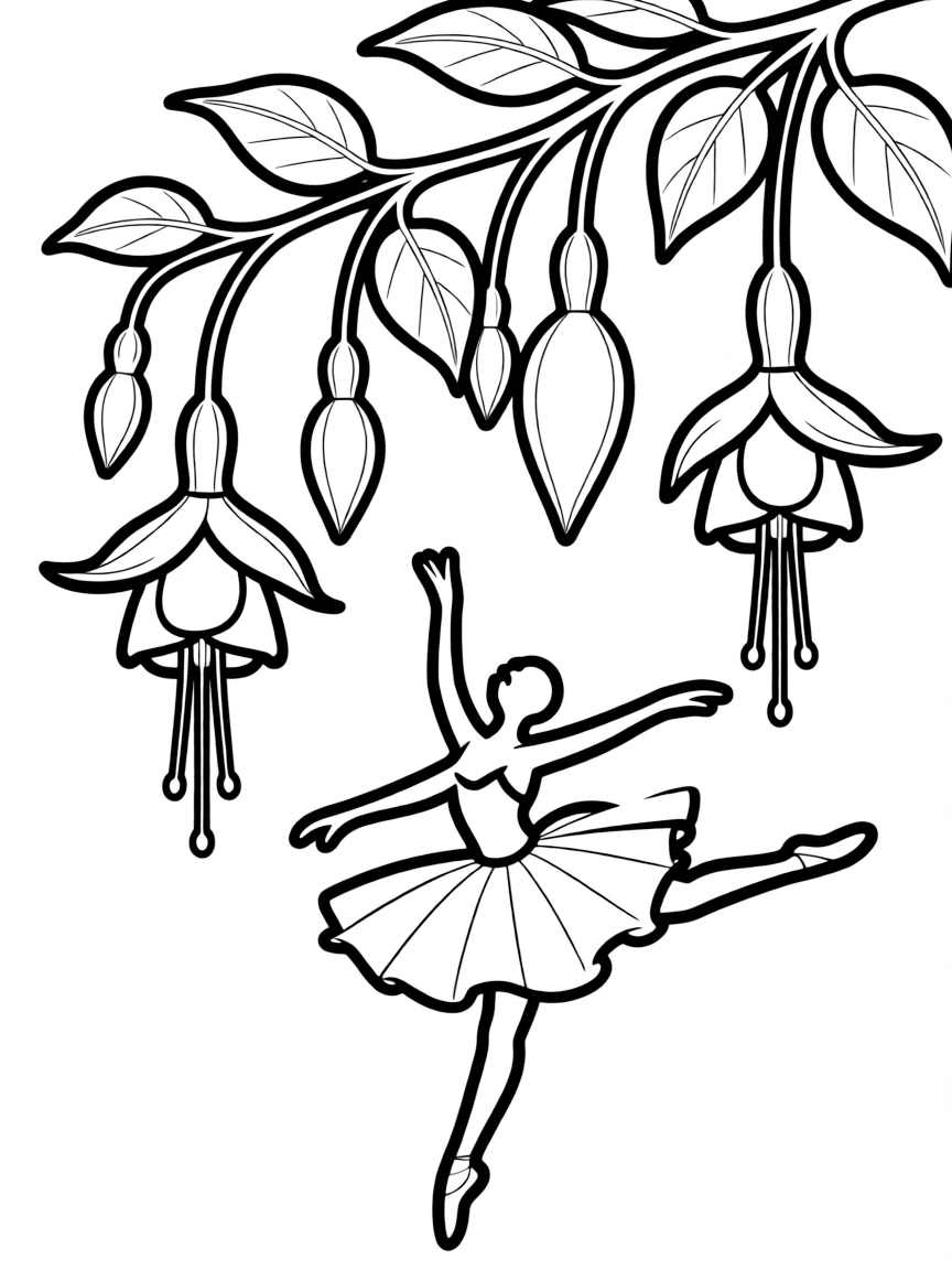 Fuchsia flowers hanging like delicate ballerinas