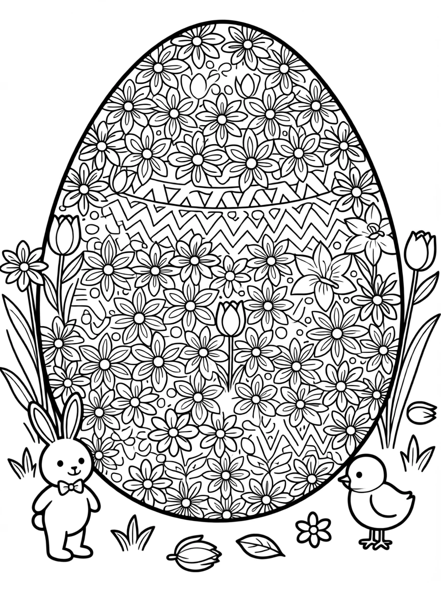 Spring flower mosaic creating a larger Easter picture