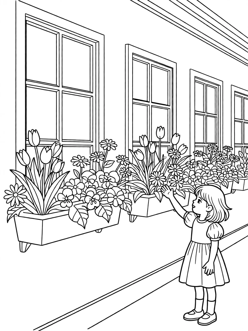 Window boxes spilling over with spring flowers