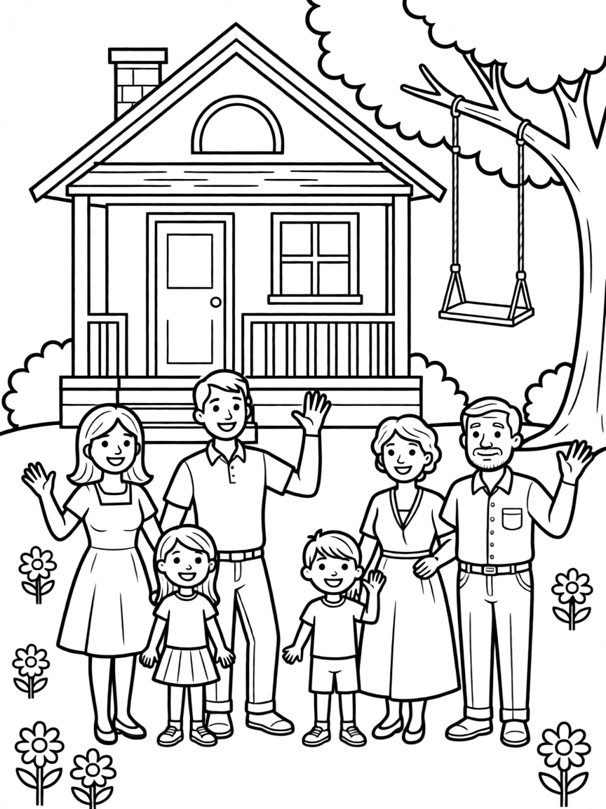Family visiting grandparents at their house