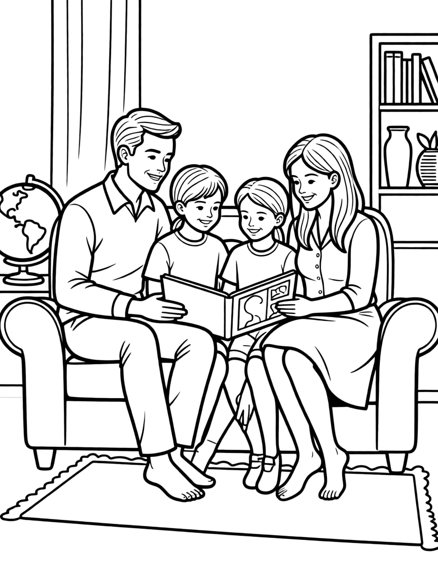 Family sharing stories about their heritage and history