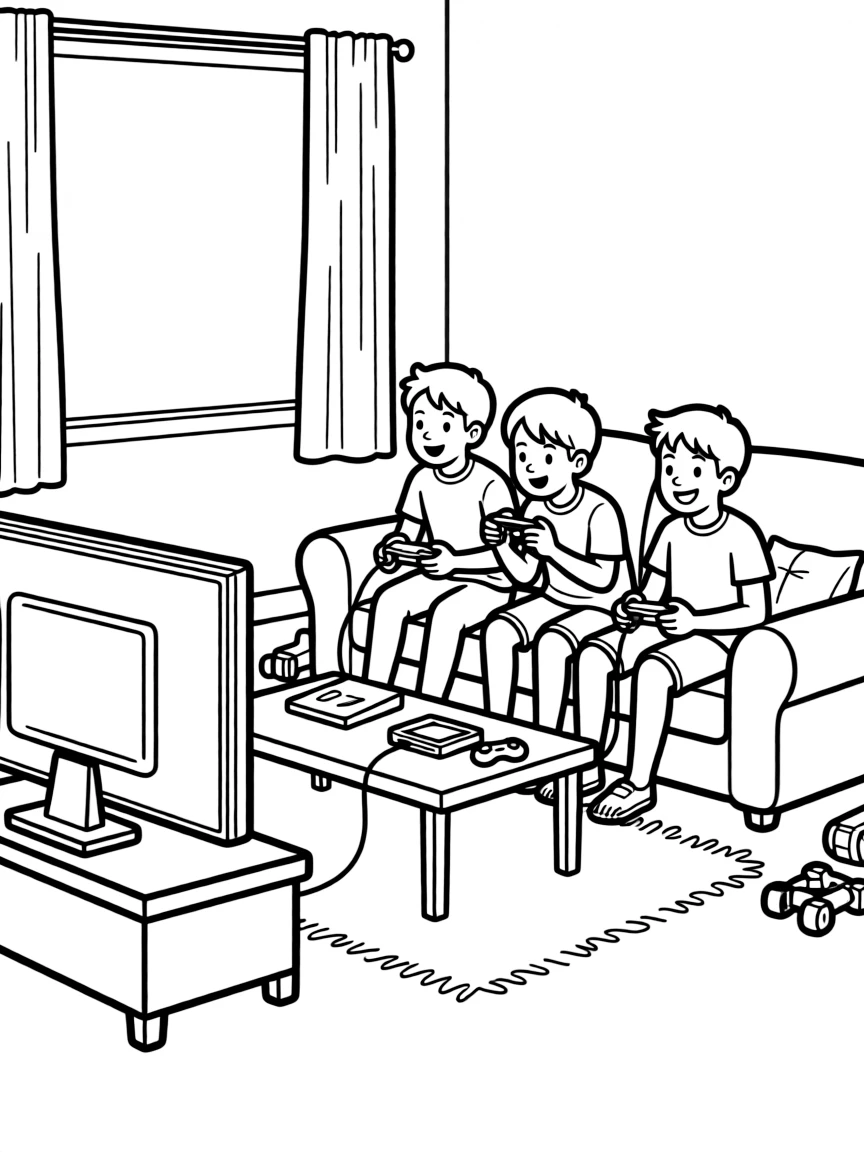 Brothers and sisters playing video games together