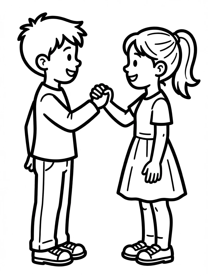 Brother and sister sharing a secret handshake