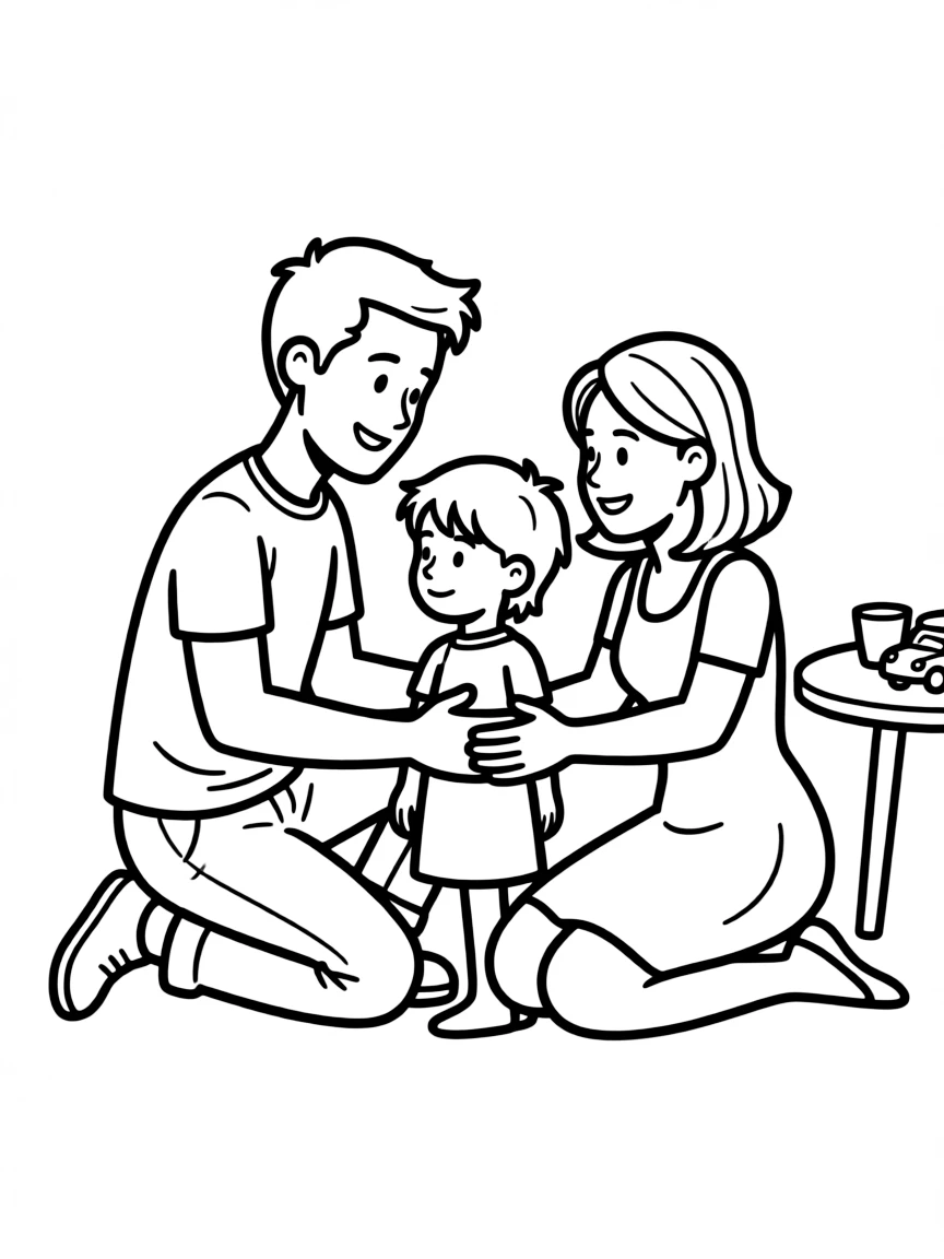Parents helping children resolve a conflict