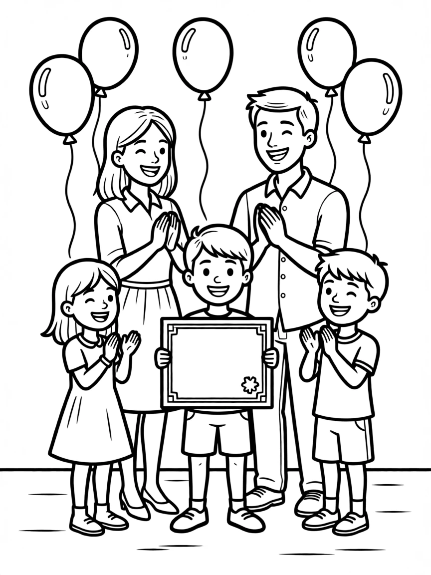 Family celebrating someone's achievement