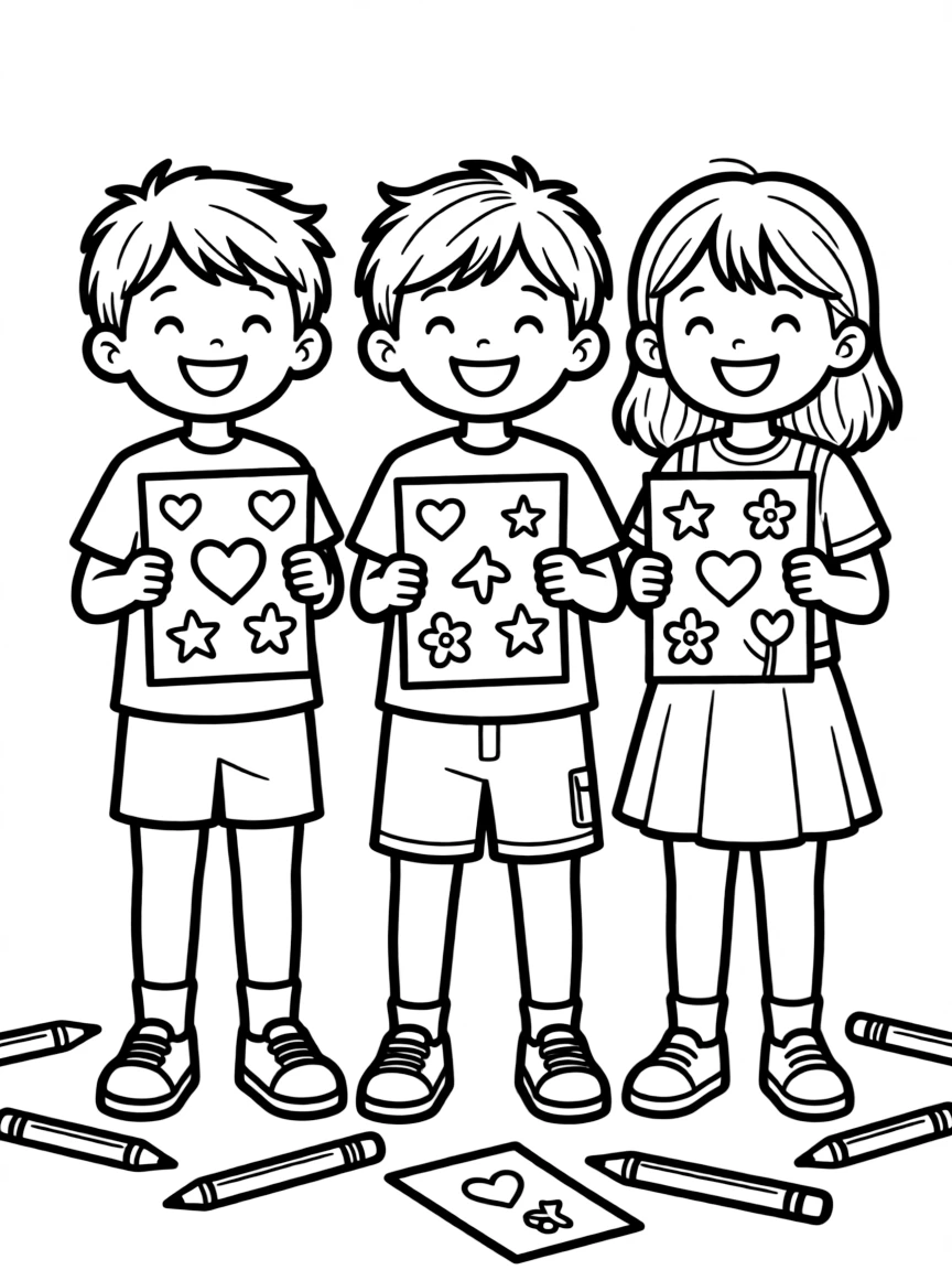 Children expressing gratitude with thank-you notes
