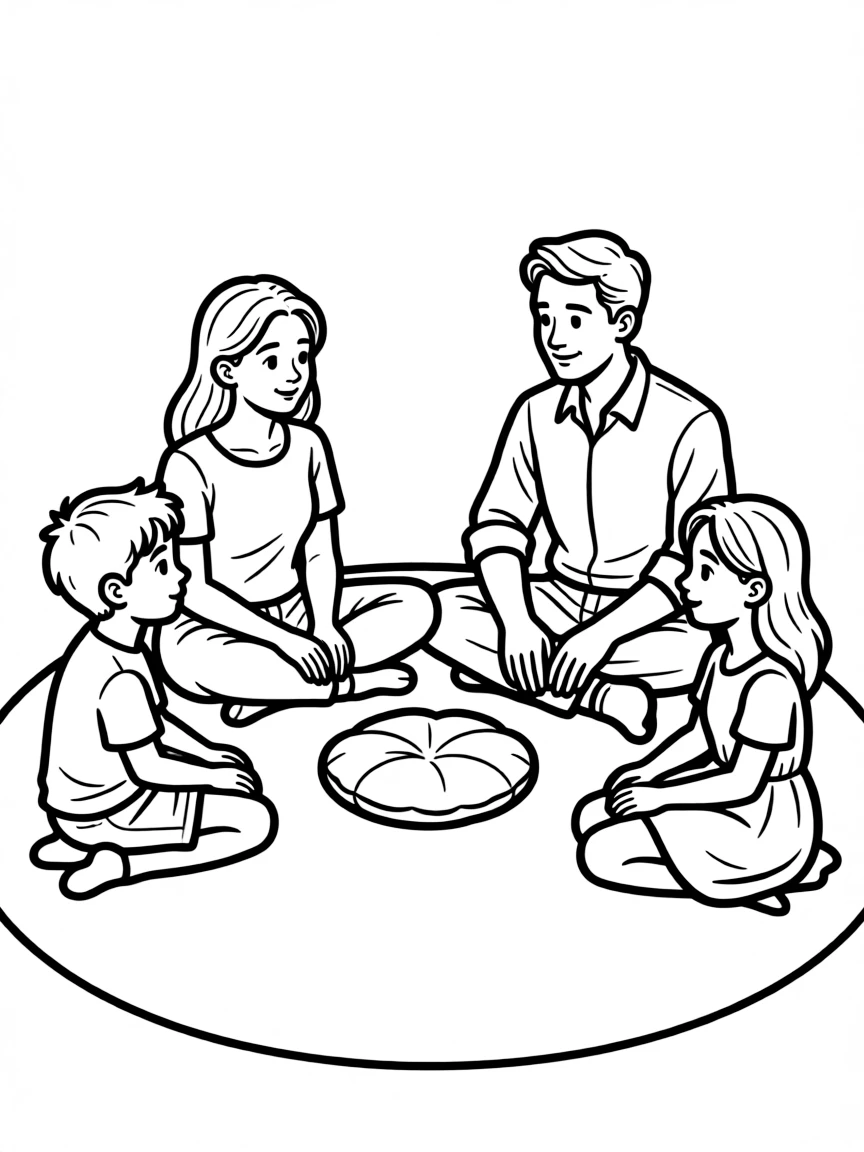 Family discussing feelings during a circle time