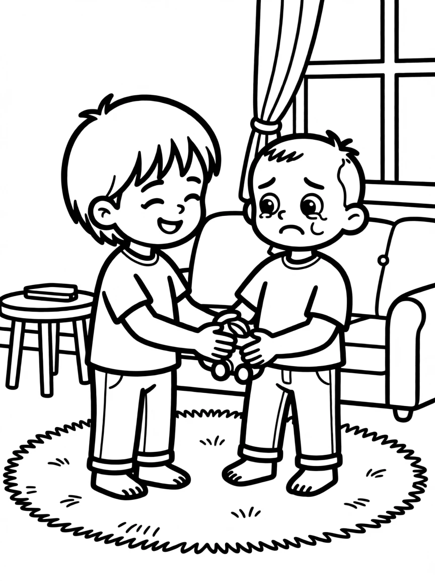 Parents teaching children empathy with scenarios
