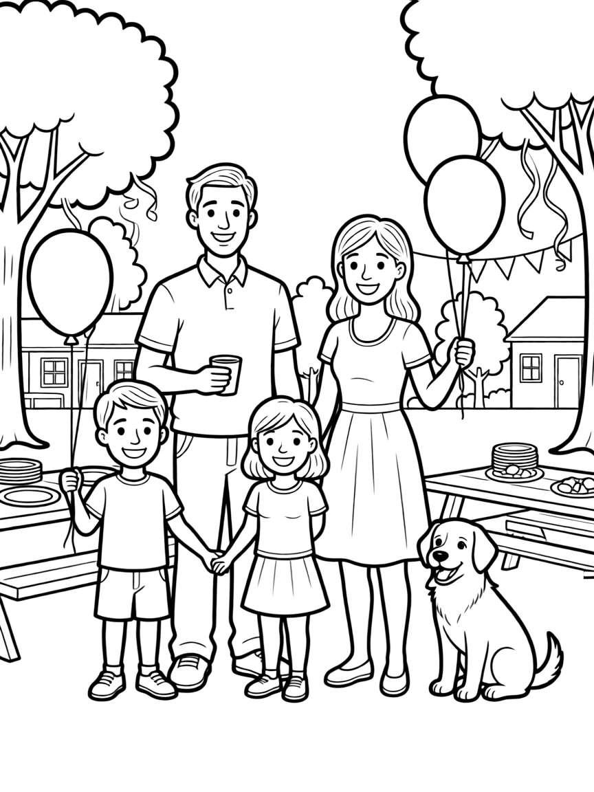 Family attending a neighborhood block party