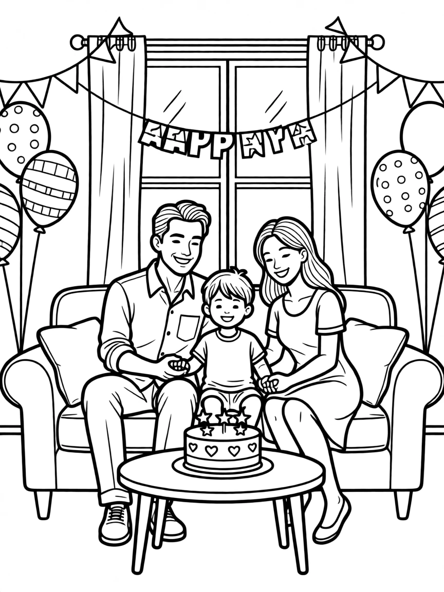 Family commemorating adoption day anniversary