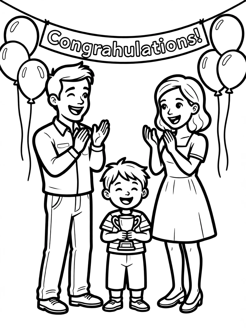 Parents celebrating child's first accomplishments